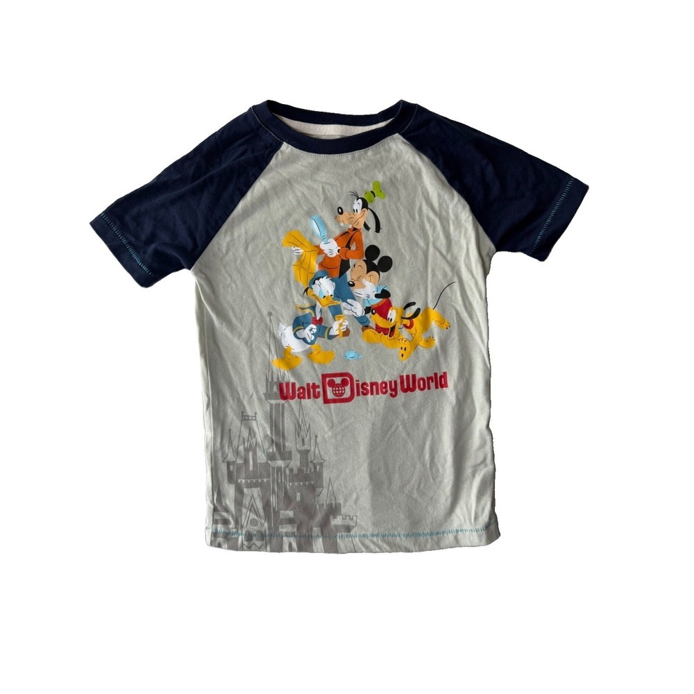 Disney World Mickey Goofy Donald Pluto Graphic Tee Shirt Youth XS